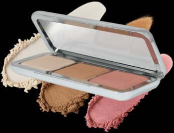 paleta do konturowania twarzy, bronzer + róż + rozświetlacz