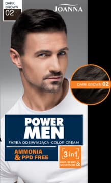 Power Men Color Cream farba do włosów, dla mężczyzn, nr 02 Dark Brown