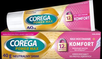 Power Max Mocowanie + Komfort krem mocujący do protez zębowych
