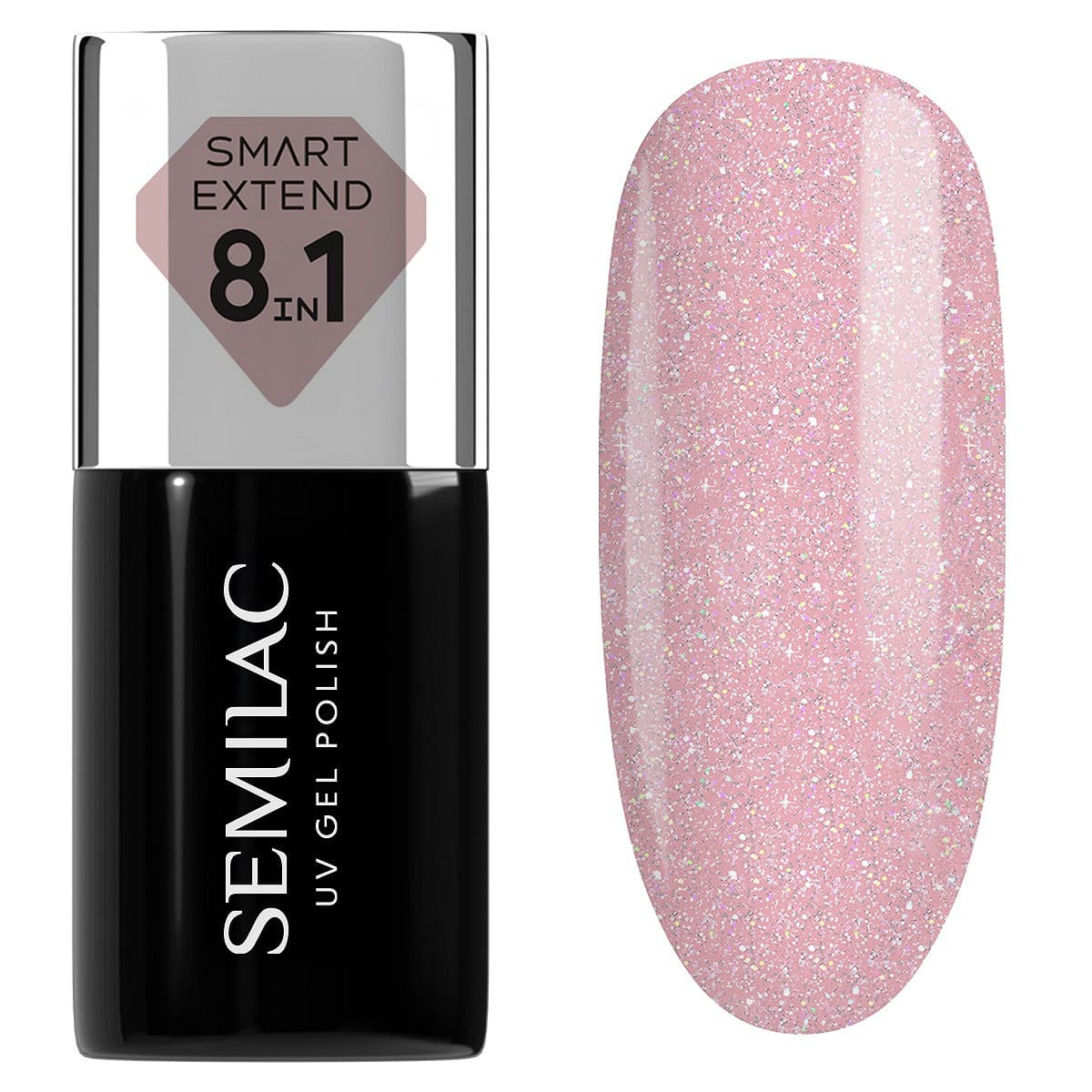 Smart Extend, lakier hybrydowy, 805 Glitter Dirty Nude Rose