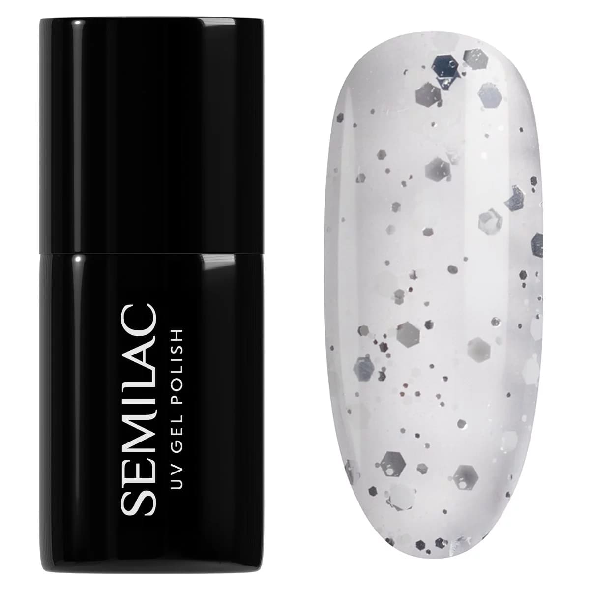 924 Semilac Lakier hybrydowy Silver & White Drops
