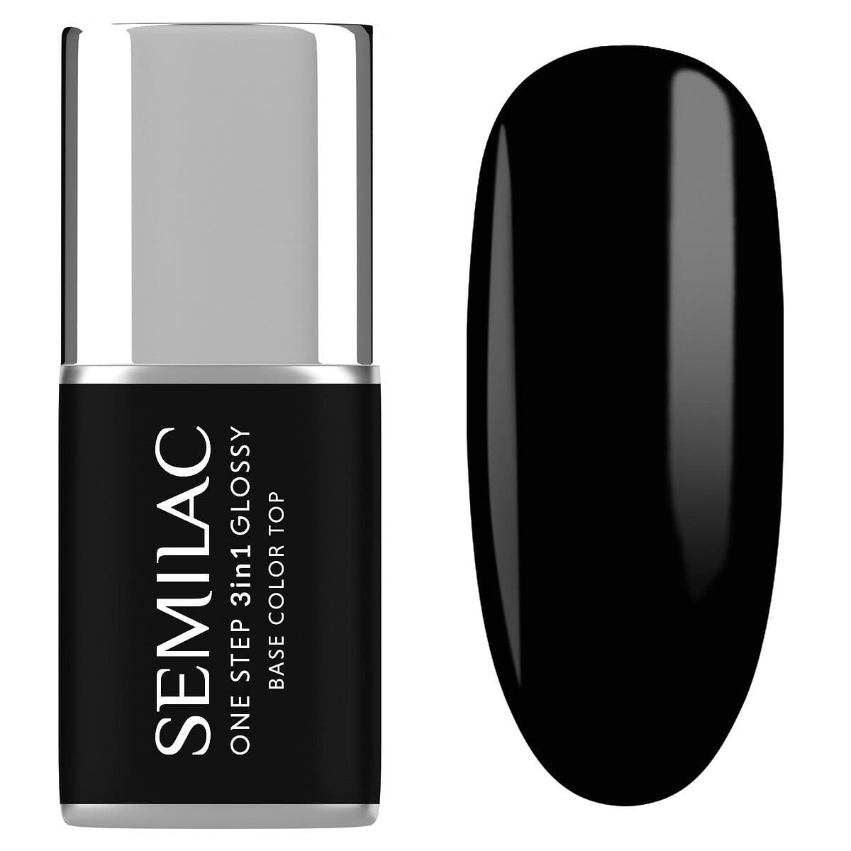 S190 Semilac Lakier hybrydowy One Step 3in1 Glossy The Black