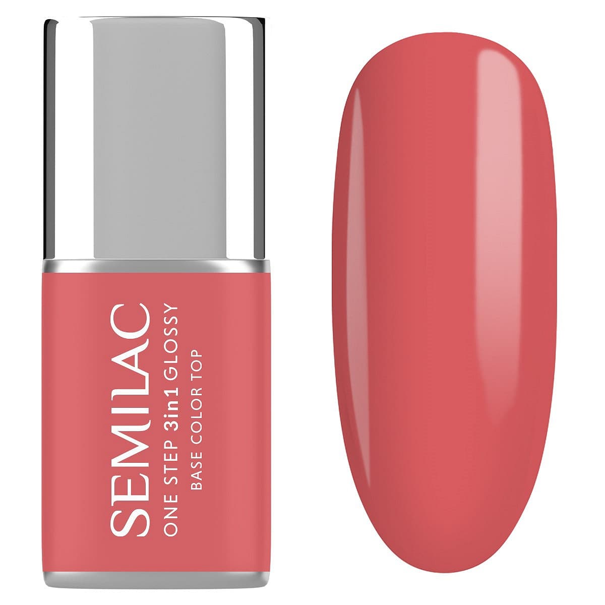 S690 Semilac Lakier hybrydowy One Step 3in1 Glossy Coral Pink