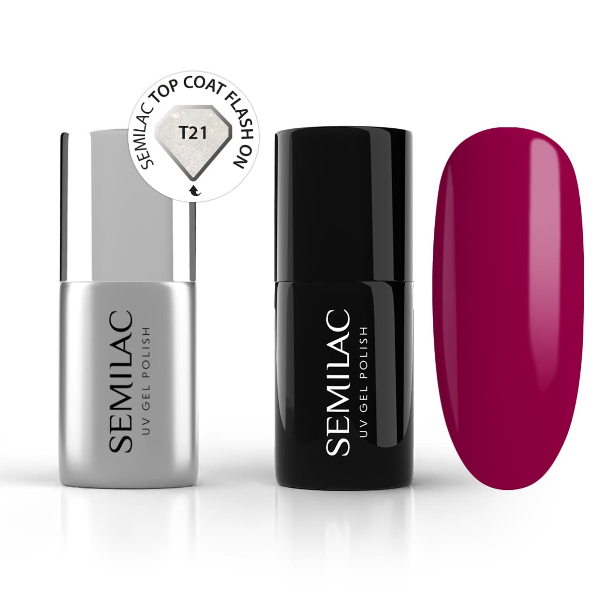 Duopack 028 & T21 Semilac Top Flash ON