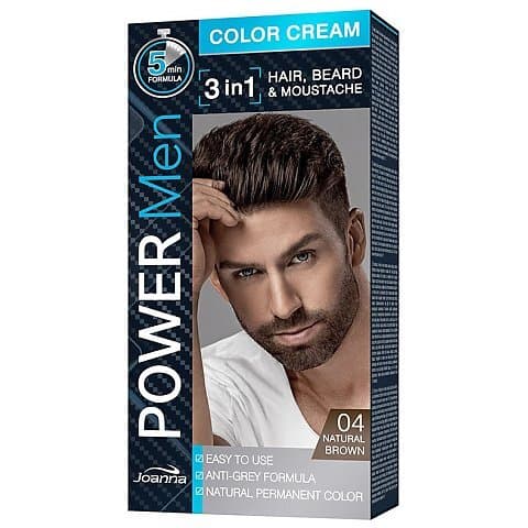 Power Men Color Cream 3in1 Farba do włosów brody i wąsów 04 Natural Brown