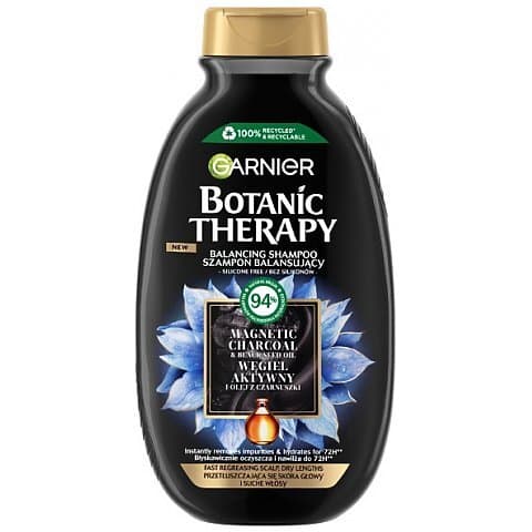 Botanic Therapy Szampon balansujący do przetłuszczających się włosów i suchej skóry głowy Węgiel Aktywny i Olej z Czarnuszki