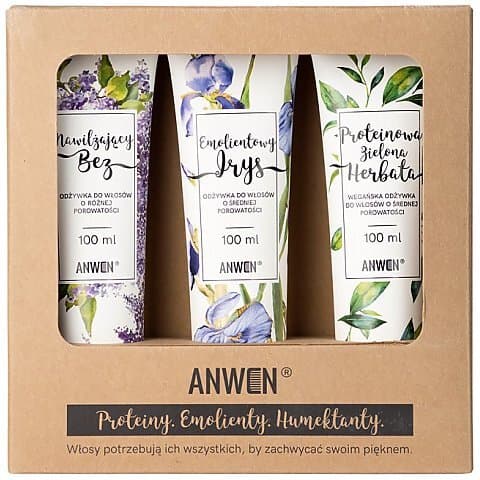 Anwen Proteins . Emollients . Humectants odżywka do włosów wygodne opakowanie 3 x Medium Porosity