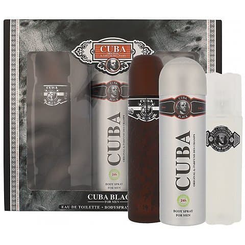 Cuba Original Cuba Black Zestaw upominkowy EDT + dezodorant spray + woda po goleniu