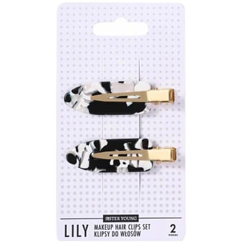 Lily Makeup Hair Clips Set Klipsy do włosów Black & White