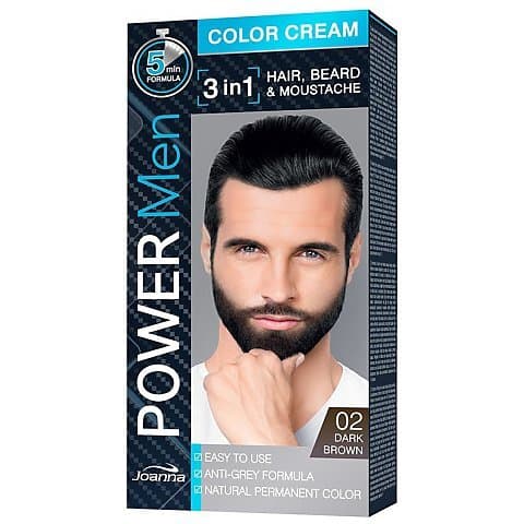Power Men Color Cream 3in1 Farba do włosów brody i wąsów 02 Dark Brown