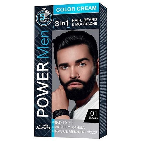 Power Men Color Cream 3in1 Farba do włosów brody i wąsów 01 Black