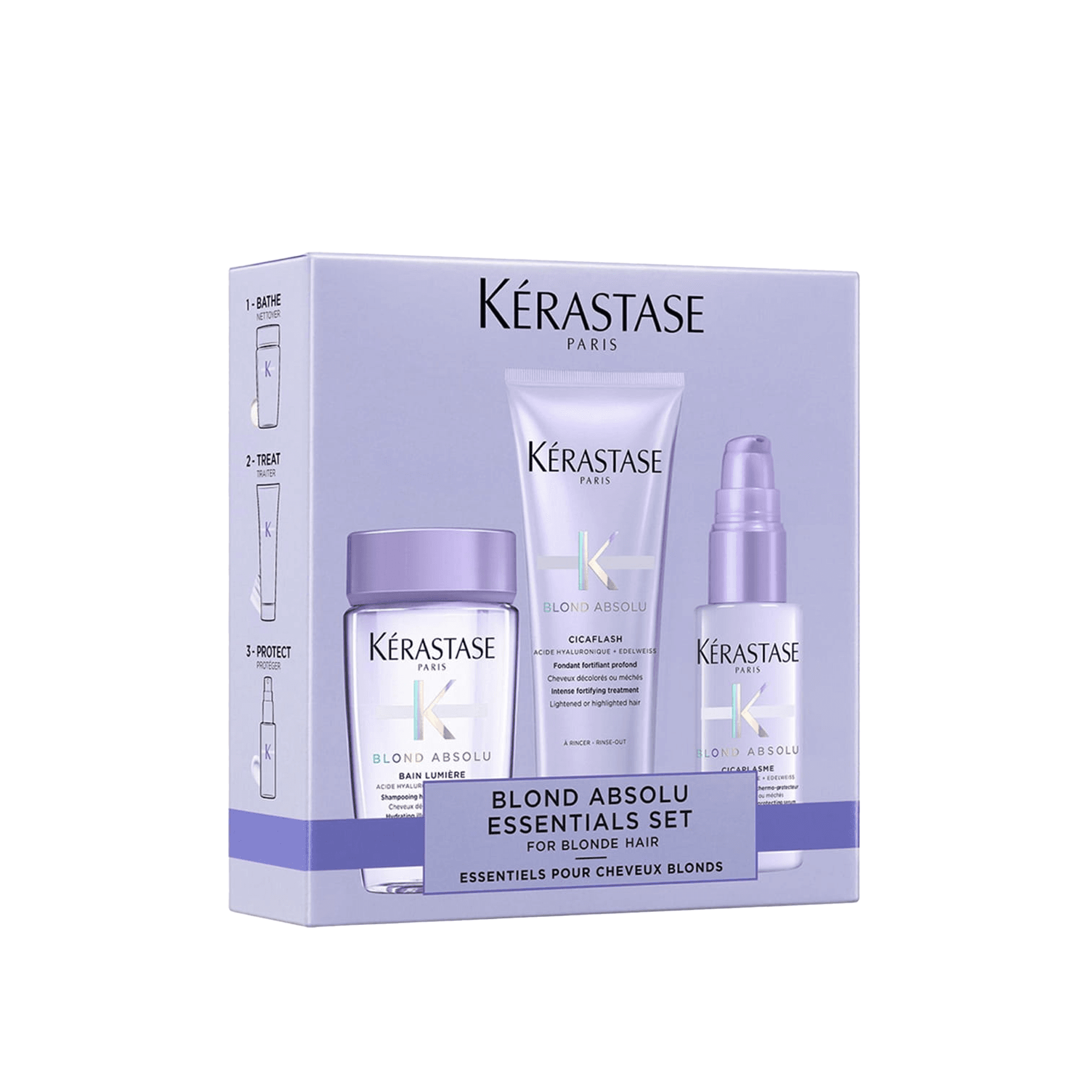 Blond Absolu | Zestaw do włosów blond: kąpiel ochładzająca + odżywka + serum termoochronne