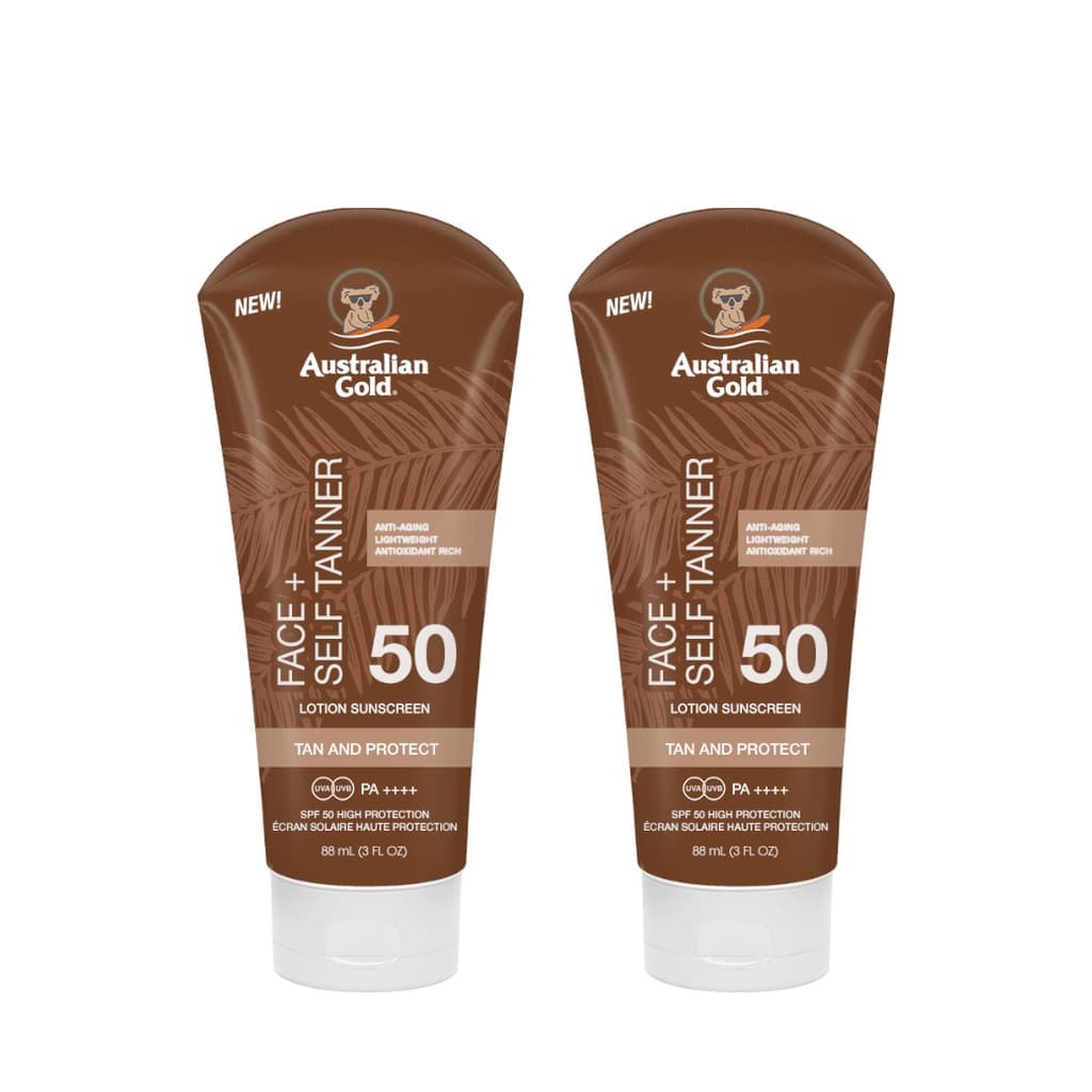 SPF50 Face Self Tanner | Krem z filtrem i z samoopalaczem do twarzy Zestaw