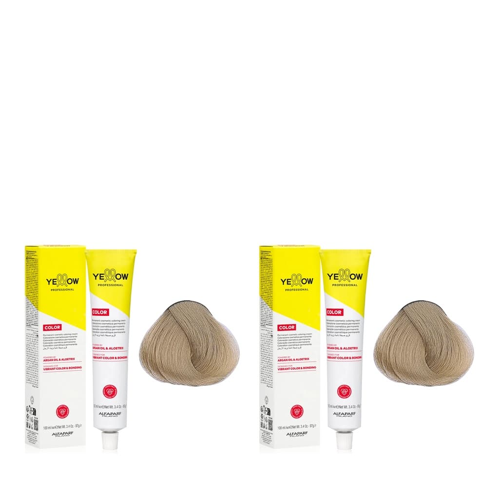 Yellow Color | Farba do włosów - kolor: 9.13 Bardzo jasny blond popielato-złocisty Zestaw