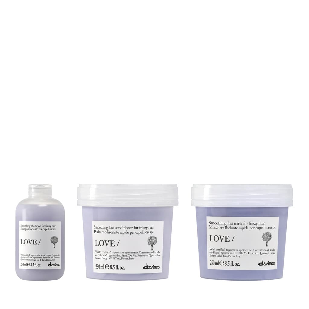 Love Smoothing | Wygładzający szampon do włosów niesfornych i puszących się + Wygładzająca odżywka do włosów grubych i puszących się + Wygładzająca maska do włosów puszących się i niesfornych zestaw