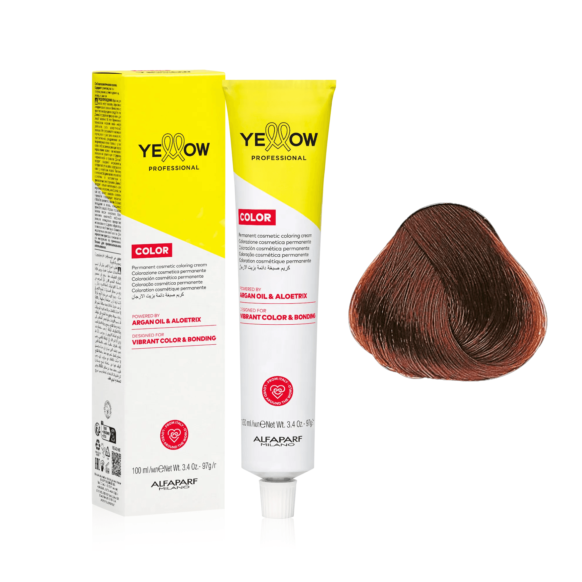 Yellow Color | Farba do włosów - kolor: 7.45 średni blond miedziano-mahoniowy