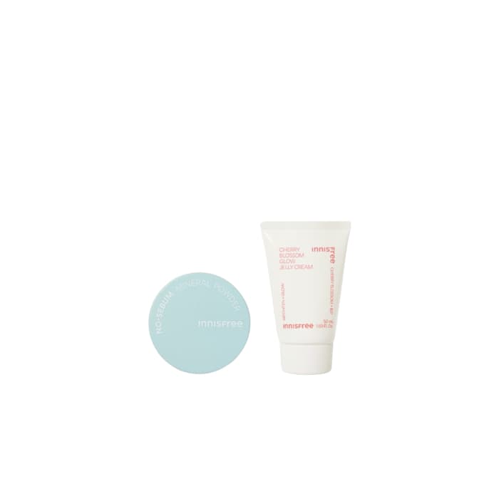 No-Sebum Mineral Powder (New Version) - (.) + Cherry Blossom Glow Jelly Cream - (.) Set