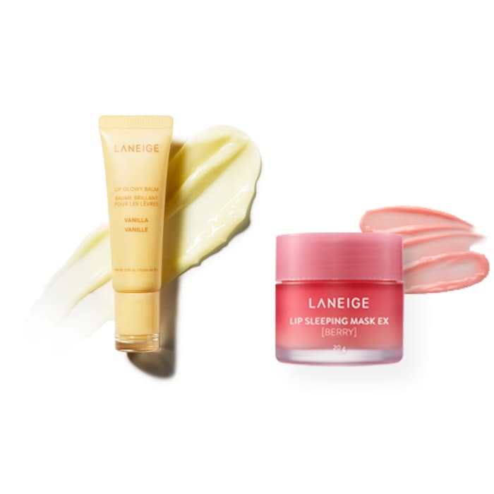 Lip Glowy Balm - - Vanilla (.) X Lip Sleeping Mask EX - - Berry (.)