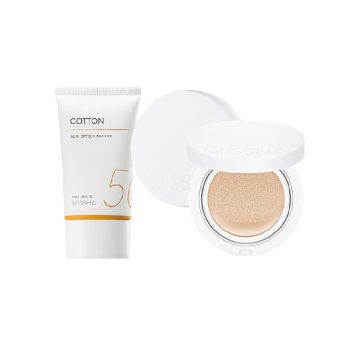 Missha Cotton Sun X Magic Cushion Moist Up Light Beige Set