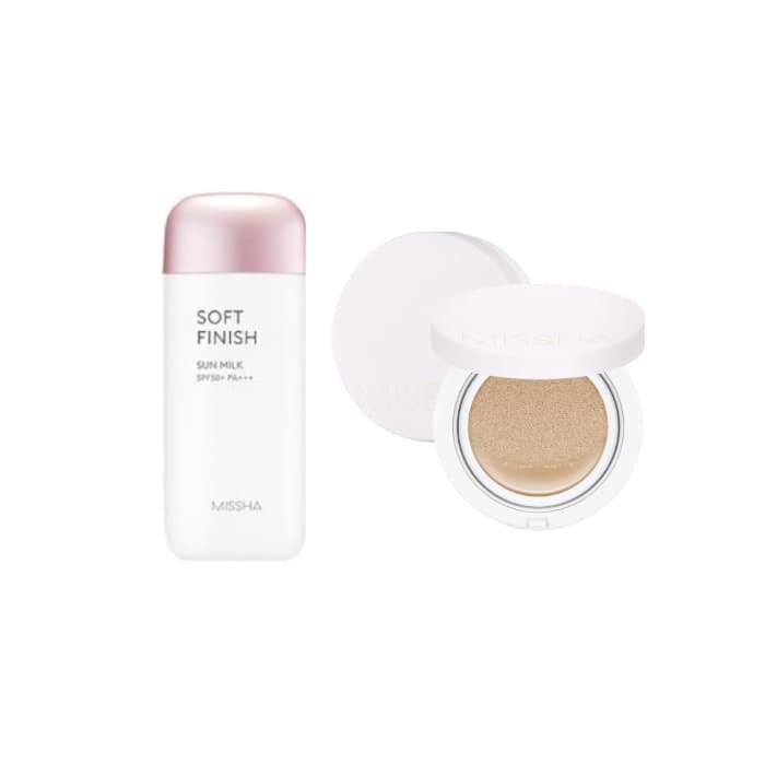 All-Around Safe Block Soft Finish Sun Milk SPF50+ PA+++ - (.) + Magic Cushion Cover Lasting - (SPF50+.