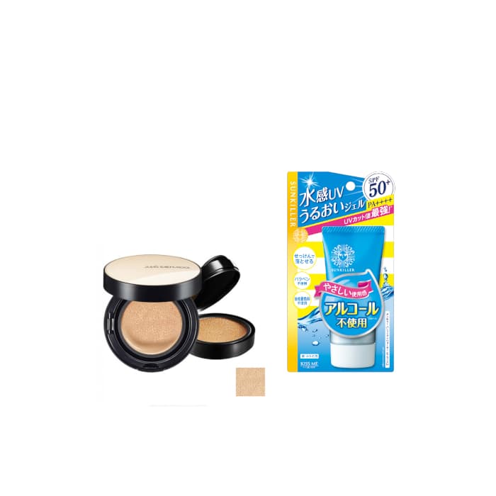 ISEHAN - Kiss Me Sunkiller Perfect Water Essence SPF50+ PA++++ - X Jung Saem Mool - Essential Skin Nuder Cushion -+