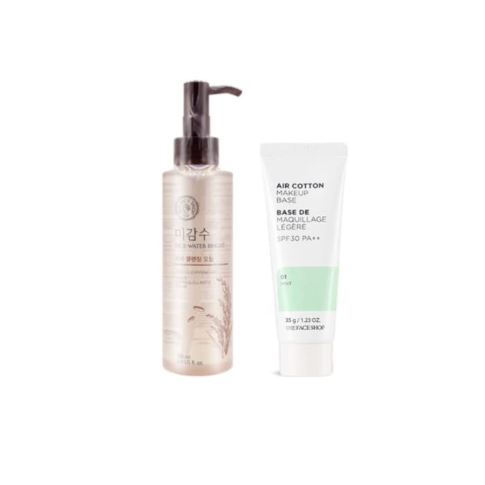 Rice Water Bright Rich Cleansing Oil - (.) + Air Cotton Makeup Base - Mint (.) Set
