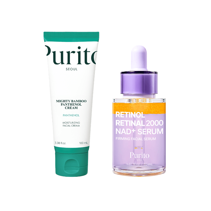 Retinol Retinal 2000 NAD+ Serum - (1ea) + Mighty Bamboo Panthenol Cream - (1ea) Set
