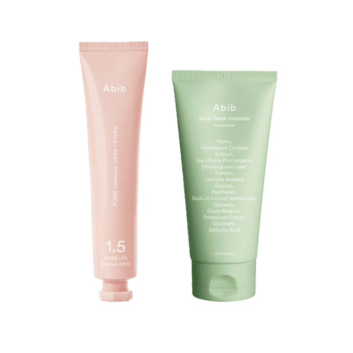 PDRN Intensive Creme 1.5 Tube (1ea) X Acne Foam Cleanser Heartleaf Foam (1ea) Set