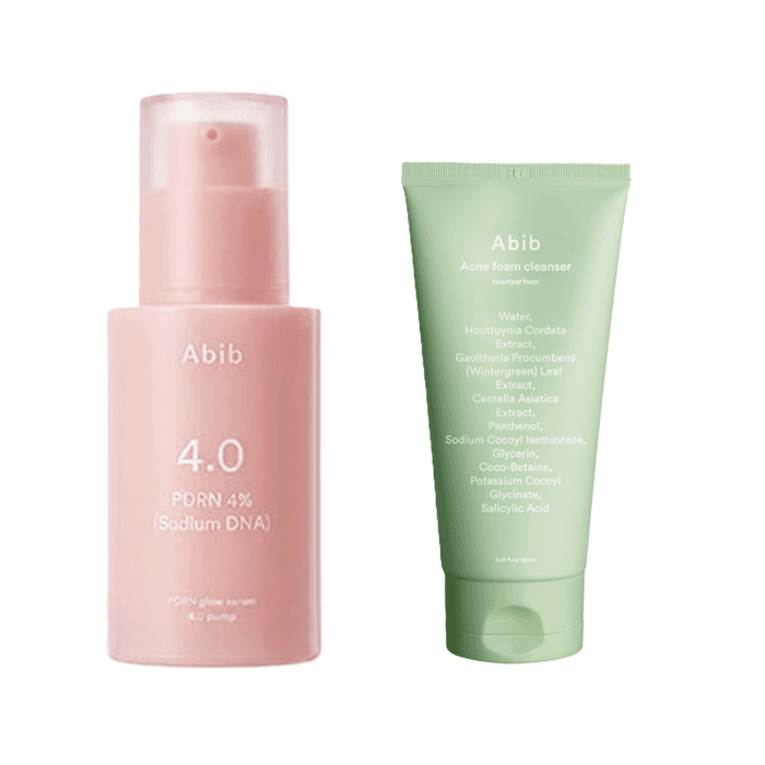 PDRN Glow Serum 4.0 Pump (1ea) X Acne Foam Cleanser Heartleaf Foam (1ea) Set