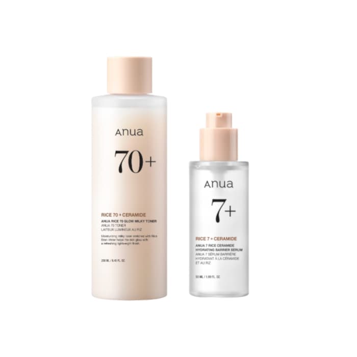 Rice 70 Glow Milky Toner - (.) + 7 Rice Ceramide Hydrating Barrier Serum - (.) Set