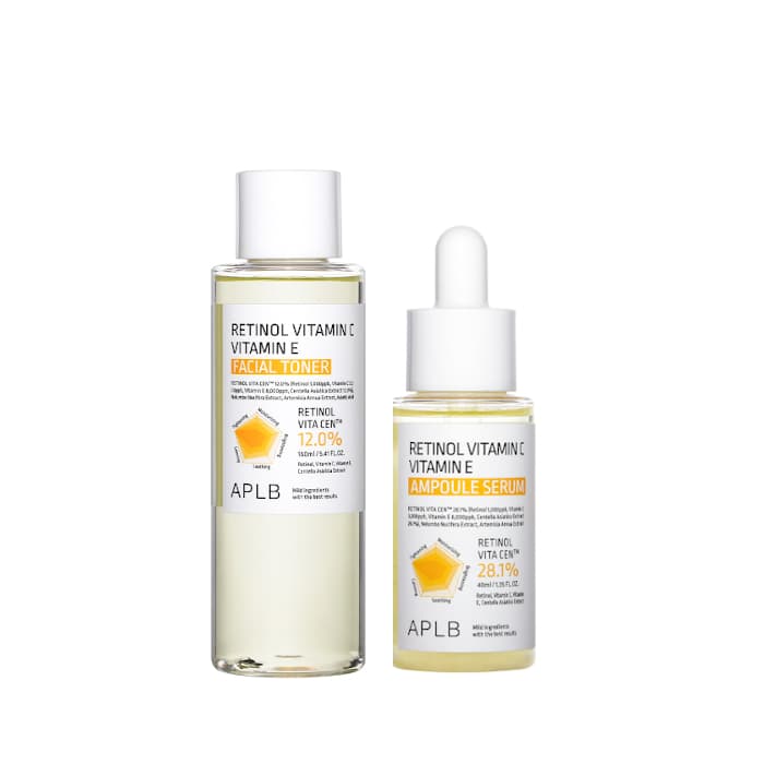 Retinol Vitamin C Vitamin E Ampoule Serum - (.) + Facial Toner - (.) Set