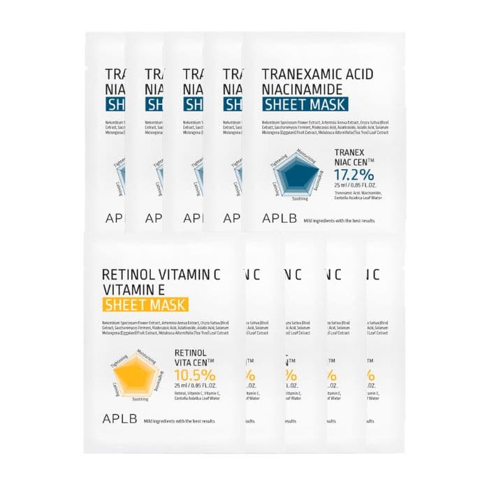 Tranexamic Acid Niacinamide Sheet Mask () X Retinol Vitamin C Vitamin E Sheet Mask ()