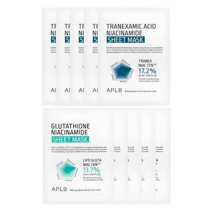 Tranexamic Acid Niacinamide Sheet Mask () X Glutathione Niacinamide Sheet Mask ()