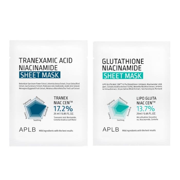 Tranexamic Acid Niacinamide Sheet Mask X Glutathione Niacinamide Sheet Mask