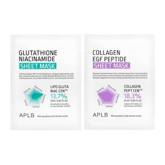 Collagen EGF Peptide Sheet Mask X Glutathione Niacinamide Sheet Mask