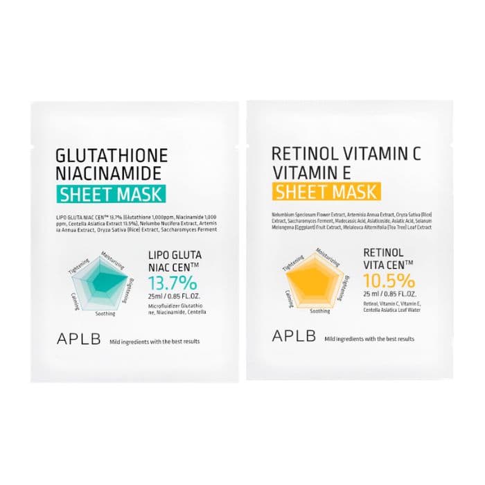Glutathione Niacinamide Sheet Mask X Retinol Vitamin C Vitamin E Sheet Mask