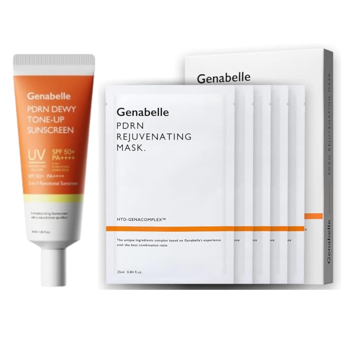 PDRN Dewy Tone-up Sunscreen SPF50+ PA++++ - (1ea) & Rejuvenating Mask - Set