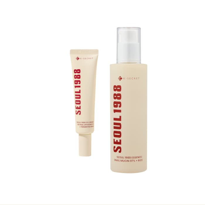 SEOUL 1988 Eye Cream : Retinal Liposome 4% + Fermented Bean - (.) + Essence : Snail Mucin 97% + Rice -.