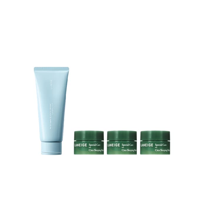 Water Bank Blue Hyaluronic Cleansing Foam - (.) + Cica Sleeping Mask (.) Set
