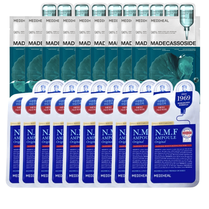 The N.M.F Ampoule Mask () x Madecassoside Essential Mask () Set