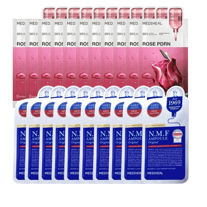The N.M.F Ampoule Mask () x Rose PDRN Essential Mask () Set