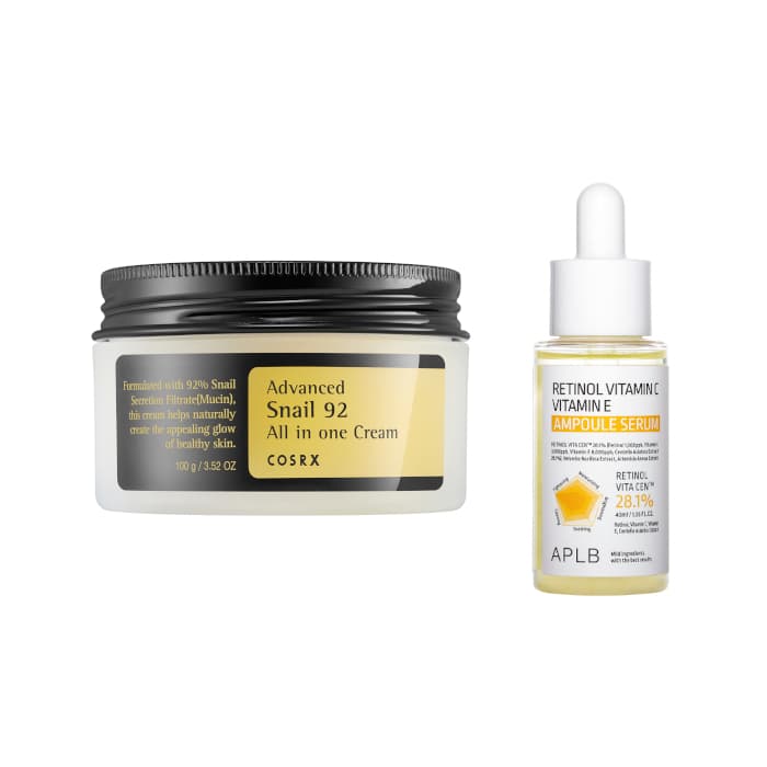 COSRX - Advanced Snail 92 All In One Cream - + APLB - Retinol Vitamin C Vitamin E Ampoule Serum - Set