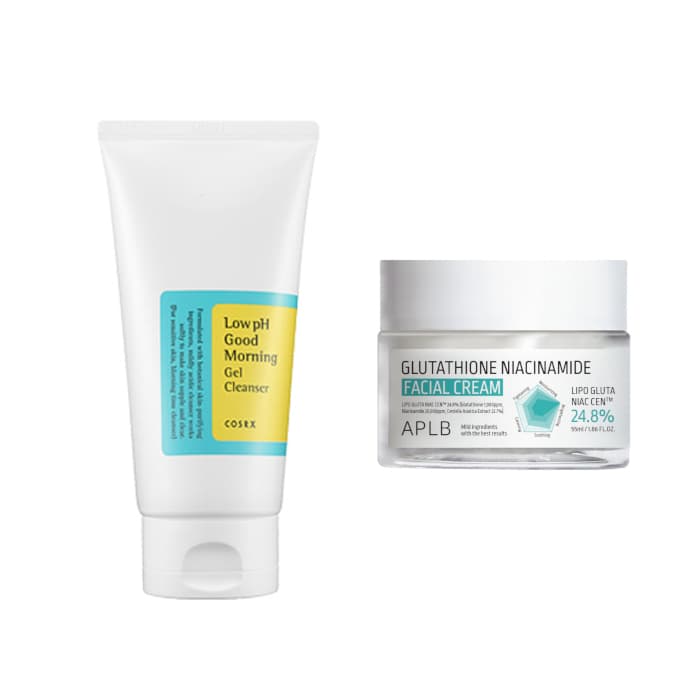 COSRX - Low pH Good Morning Gel Cleanser - + APLB - Glutathione Niacinamide Facial Cream - Set
