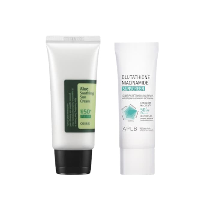 COSRX - Aloe Soothing Sun Cream SPF50+ PA+++ - + APLB - Glutathione Niacinamide Sunscreen SFP50+ PA++++ - Set