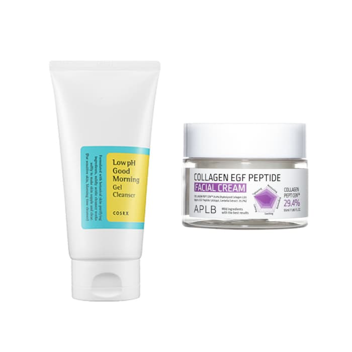 COSRX - Low pH Good Morning Gel Cleanser - + APLB - Collagen EGF Peptide Facial Cream - Set