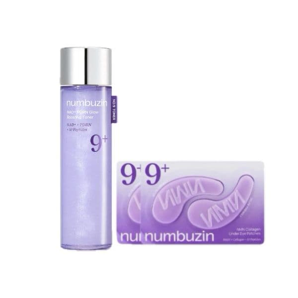 numbuzin - No.9+ NAD+ PDRN Glow Boosting Toner - (1ea) & Collagen Under Eye Patches - 2ea Set