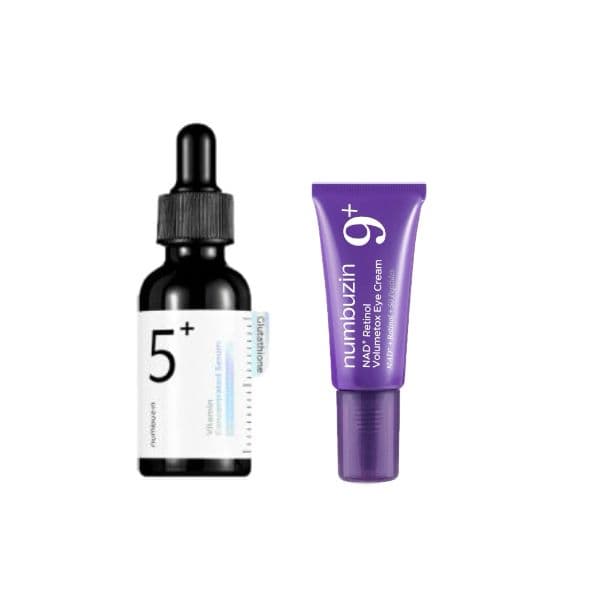 numbuzin - No.5+ Glutathione Vitamin Concentrated Serum - (1ea) & No.9 NAD+ Retinol Volumetox Eye Cream - (1ea) Set