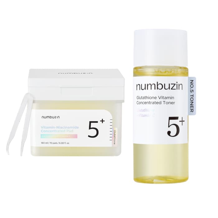 numbuzin - No.5+ Glutathione Vitamin Concentrated Toner Pad -/70pads (1ea) & Toner - (1ea) Set
