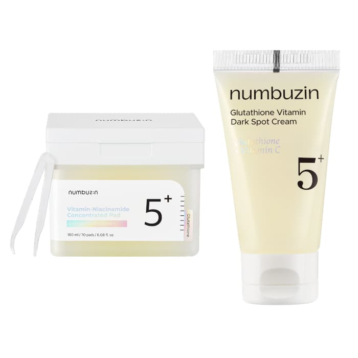 numbuzin - No.5+ Glutathione Vitamin Concentrated Toner Pad -/70pads (1ea) & Dark Spot Cream - (1ea) Set