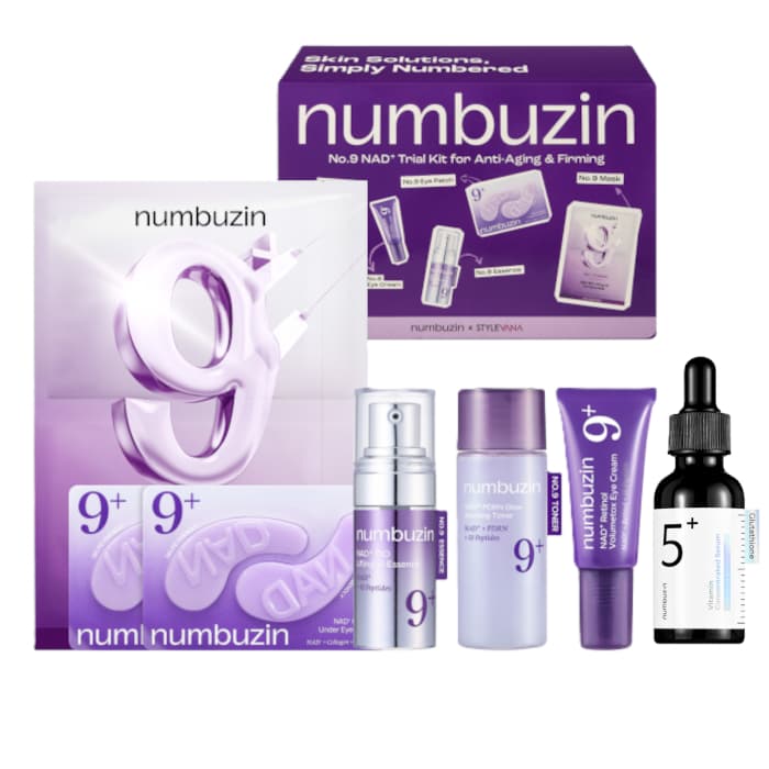 numbuzin - No.9 NAD+ Trial Kit for Anti-Aging & Firming (Stylevana Exclusive) - 1 Set (6Items) & No.5+ Glutathione Vitamin.
